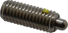 Vlier - 1/2-13, 1-1/4" Thread Length, 1/4" Plunger Projection, Stainless Steel Threaded Spring Plunger - 0.247 - 1/4" Max Plunger Diam, 1-1/4" Plunger Length, 6.6 Lb Init End Force, 17.4 Lb Final End Force - Apex Tool & Supply