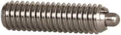 Vlier - M6 x 1.0, 0.787" Thread Length, 0.098" Plunger Projection, Stainless Steel Threaded Spring Plunger - 0.106" Max Plunger Diam, 0.787" Plunger Length, 4.05 Lb Init End Force, 11.24 Lb Final End Force - Apex Tool & Supply
