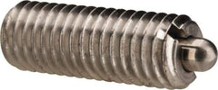 Vlier - M8 x 1.25, 0.866" Thread Length, 0.118" Plunger Projection, Stainless Steel Threaded Spring Plunger - 0.138" Max Plunger Diam, 0.866" Plunger Length, 5.62 Lb Init End Force, 15.74 Lb Final End Force - Apex Tool & Supply