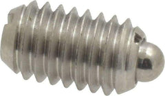 Vlier - 3/8-16, 5/8" Thread Length, 0.11" Plunger Projection, Stainless Steel Threaded Spring Plunger - 0.186" Max Plunger Diam, 0.625" Plunger Length, 4.5 Lb Init End Force, 18.5 Lb Final End Force - Apex Tool & Supply