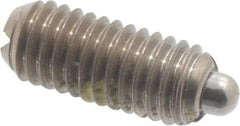 Vlier - 10-32, 0.468" Thread Length, 0.065" Plunger Projection, Stainless Steel Threaded Spring Plunger - 0.093" Max Plunger Diam, 0.468" Plunger Length, 0.75 Lb Init End Force, 2.5 Lb Final End Force - Apex Tool & Supply