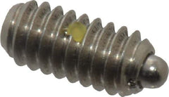 Vlier - 1/4-20, 17/32" Thread Length, 0.078" Plunger Projection, Stainless Steel Threaded Spring Plunger - 0.119" Max Plunger Diam, 0.531" Plunger Length, 1 Lb Init End Force, 3.5 Lb Final End Force - Apex Tool & Supply