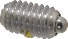 Vlier - 3/8-16, 5/8" Thread Length, 0.11" Plunger Projection, Stainless Steel Threaded Spring Plunger - 0.186" Max Plunger Diam, 0.625" Plunger Length, 1.5 Lb Init End Force, 5 Lb Final End Force - Apex Tool & Supply