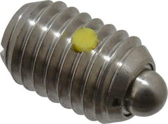 Vlier - 1/2-13, 3/4" Thread Length, 0.151" Plunger Projection, Stainless Steel Threaded Spring Plunger - 1/4" Max Plunger Diam, 0.75" Plunger Length, 1.75 Lb Init End Force, 5.5 Lb Final End Force - Apex Tool & Supply