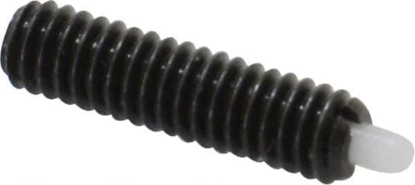 Vlier - 8-32, 5/8" Thread Length, 3/32" Plunger Projection, Steel Threaded Spring Plunger - 0.068 - 0.07" Max Plunger Diam, 5/8" Plunger Length, 2.7 Lb Init End Force, 7.3 Lb Final End Force - Apex Tool & Supply