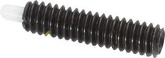 Vlier - 1/4-20, 1" Thread Length, 3/16" Plunger Projection, Steel Threaded Spring Plunger - 0.116 - 0.118" Max Plunger Diam, 1" Plunger Length, 1 Lb Init End Force, 4 Lb Final End Force - Apex Tool & Supply