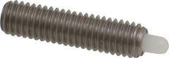 Vlier - 10-32, 3/4" Thread Length, 1/8" Plunger Projection, Stainless Steel Threaded Spring Plunger - 0.09 - 0.092" Max Plunger Diam, 3/4" Plunger Length, 2.9 Lb Init End Force, 11.1 Lb Final End Force - Apex Tool & Supply