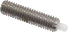 Vlier - 10-32, 3/4" Thread Length, 1/8" Plunger Projection, Stainless Steel Threaded Spring Plunger - 0.09 - 0.092" Max Plunger Diam, 3/4" Plunger Length, 1.3 Lb Init End Force, 2.7 Lb Final End Force - Apex Tool & Supply