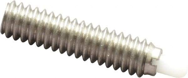 Vlier - 1/4-20, 1" Thread Length, 3/16" Plunger Projection, Stainless Steel Threaded Spring Plunger - 0.116 - 0.118" Max Plunger Diam, 1" Plunger Length, 3 Lb Init End Force, 13 Lb Final End Force - Apex Tool & Supply