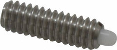 Vlier - 1/4-20, 3/4" Thread Length, 1/8" Plunger Projection, Stainless Steel Threaded Spring Plunger - 0.116 - 0.118" Max Plunger Diam, 3/4" Plunger Length, 2 Lb Init End Force, 9 Lb Final End Force - Apex Tool & Supply