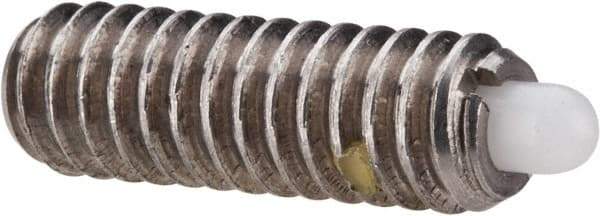 Vlier - 1/4-20, 3/4" Thread Length, 1/8" Plunger Projection, Stainless Steel Threaded Spring Plunger - 0.116 - 0.118" Max Plunger Diam, 3/4" Plunger Length, 2 Lb Init End Force, 9 Lb Final End Force - Apex Tool & Supply