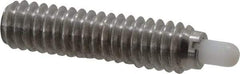 Vlier - 1/4-20, 1" Thread Length, 3/16" Plunger Projection, Stainless Steel Threaded Spring Plunger - 0.116 - 0.118" Max Plunger Diam, 1" Plunger Length, 1 Lb Init End Force, 4 Lb Final End Force - Apex Tool & Supply