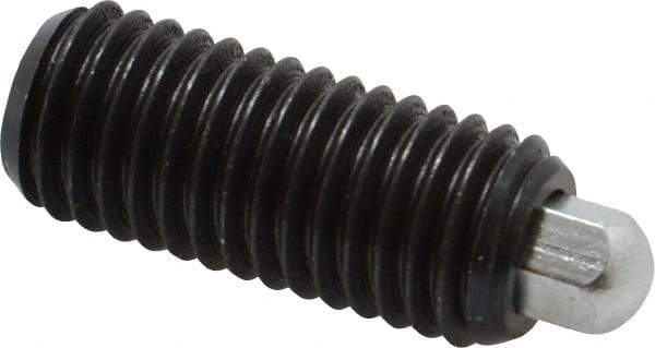 Vlier - 5/8-11, 1-1/2" Thread Length, 5/16" Plunger Projection, Steel Threaded Spring Plunger - 5/16 (Hex)" Max Plunger Diam, 1-1/2" Plunger Length, 3.5 Lb Init End Force, 10.5 Lb Final End Force, 5/16" Hex - Apex Tool & Supply