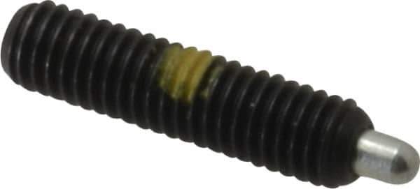 Vlier - 10-32, 3/4" Thread Length, 1/8" Plunger Projection, Steel Threaded Spring Plunger - 0.091 - 0.092" Max Plunger Diam, 3/4" Plunger Length, 1.3 Lb Init End Force, 2.7 Lb Final End Force, 0.063" Hex - Apex Tool & Supply