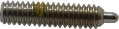 Vlier - 8-32, 5/8" Thread Length, 3/32" Plunger Projection, Stainless Steel Threaded Spring Plunger - 0.069 - 0.07" Max Plunger Diam, 5/8" Plunger Length, 2.7 Lb Init End Force, 7.3 Lb Final End Force, 0.063" Hex - Apex Tool & Supply