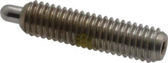 Vlier - 10-32, 3/4" Thread Length, 1/8" Plunger Projection, Stainless Steel Threaded Spring Plunger - 0.091 - 0.092" Max Plunger Diam, 3/4" Plunger Length, 2.9 Lb Init End Force, 11.1 Lb Final End Force, 0.063" Hex - Apex Tool & Supply