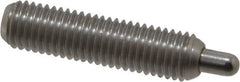 Vlier - 1/4-28, 1" Thread Length, 3/16" Plunger Projection, Stainless Steel Threaded Spring Plunger - 0.117 - 0.118" Max Plunger Diam, 1" Plunger Length, 3 Lb Init End Force, 13 Lb Final End Force, 0.079" Hex - Apex Tool & Supply