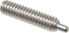 Vlier - 1/4-20, 1" Thread Length, 3/16" Plunger Projection, Stainless Steel Threaded Spring Plunger - 0.117 - 0.118" Max Plunger Diam, 1" Plunger Length, 3 Lb Init End Force, 13 Lb Final End Force, 0.079" Hex - Apex Tool & Supply
