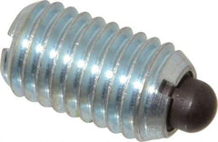 Vlier - 5/8-11, 1-1/16" Thread Length, 0.215" Plunger Projection, Steel Threaded Spring Plunger - 0.31" Max Plunger Diam, 1.062" Plunger Length, 7 Lb Init End Force, 50 Lb Final End Force - Apex Tool & Supply