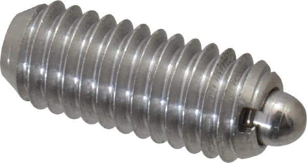 Vlier - 10-32, 0.468" Thread Length, 0.065" Plunger Projection, Stainless Steel Threaded Spring Plunger - 0.093" Max Plunger Diam, 0.468" Plunger Length, 1.75 Lb Init End Force, 6.25 Lb Final End Force - Apex Tool & Supply