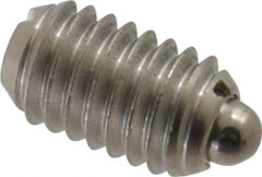 Vlier - 3/8-16, 5/8" Thread Length, 0.11" Plunger Projection, Stainless Steel Threaded Spring Plunger - 0.186" Max Plunger Diam, 0.625" Plunger Length, 4.5 Lb Init End Force, 18.5 Lb Final End Force - Apex Tool & Supply