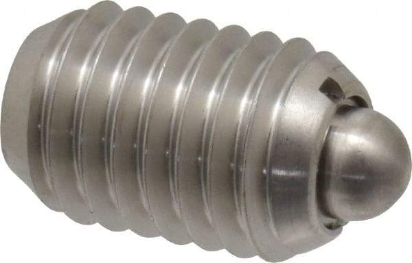 Vlier - 1/2-13, 3/4" Thread Length, 0.151" Plunger Projection, Stainless Steel Threaded Spring Plunger - 1/4" Max Plunger Diam, 0.75" Plunger Length, 5 Lb Init End Force, 28 Lb Final End Force - Apex Tool & Supply