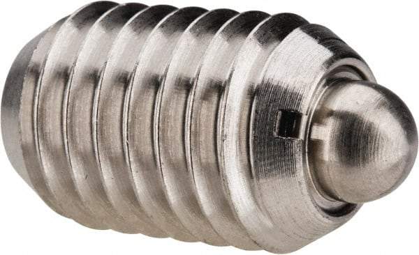 Vlier - 1/2-13, 3/4" Thread Length, 0.151" Plunger Projection, Stainless Steel Threaded Spring Plunger - 1/4" Max Plunger Diam, 0.75" Plunger Length, 1.75 Lb Init End Force, 5.5 Lb Final End Force - Apex Tool & Supply