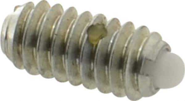 Vlier - 1/4-20, 17/32" Thread Length, 0.078" Plunger Projection, Steel Threaded Spring Plunger - 0.119" Max Plunger Diam, 0.531" Plunger Length, 3 Lb Init End Force, 10.5 Lb Final End Force - Apex Tool & Supply