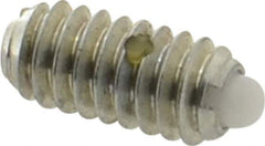 Vlier - 1/4-20, 17/32" Thread Length, 0.078" Plunger Projection, Steel Threaded Spring Plunger - 0.119" Max Plunger Diam, 0.531" Plunger Length, 3 Lb Init End Force, 10.5 Lb Final End Force - Apex Tool & Supply