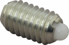 Vlier - 3/8-16, 5/8" Thread Length, 0.11" Plunger Projection, Steel Threaded Spring Plunger - 0.186" Max Plunger Diam, 0.625" Plunger Length, 4.5 Lb Init End Force, 18.5 Lb Final End Force - Apex Tool & Supply