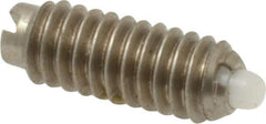 Vlier - 8-32, 7/16" Thread Length, 0.052" Plunger Projection, Stainless Steel Threaded Spring Plunger - 0.07" Max Plunger Diam, 0.437" Plunger Length, 0.5 Lb Init End Force, 1.5 Lb Final End Force - Apex Tool & Supply