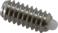 Vlier - 1/4-20, 17/32" Thread Length, 0.078" Plunger Projection, Stainless Steel Threaded Spring Plunger - 0.119" Max Plunger Diam, 0.531" Plunger Length, 1 Lb Init End Force, 3.5 Lb Final End Force - Apex Tool & Supply