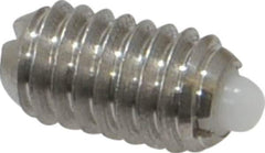 Vlier - 5/16-18, 9/16" Thread Length, 1/12" Plunger Projection, Stainless Steel Threaded Spring Plunger - 0.135" Max Plunger Diam, 0.562" Plunger Length, 3.75 Lb Init End Force, 15.5 Lb Final End Force - Apex Tool & Supply