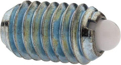 Vlier - 3/8-16, 5/8" Thread Length, 0.11" Plunger Projection, Stainless Steel Threaded Spring Plunger - 0.186" Max Plunger Diam, 0.625" Plunger Length, 4.5 Lb Init End Force, 18.5 Lb Final End Force - Apex Tool & Supply