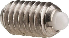 Vlier - 3/8-16, 5/8" Thread Length, 0.11" Plunger Projection, Stainless Steel Threaded Spring Plunger - 0.186" Max Plunger Diam, 0.625" Plunger Length, 1.5 Lb Init End Force, 5 Lb Final End Force - Apex Tool & Supply