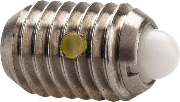 Vlier - 1/2-13, 3/4" Thread Length, 0.151" Plunger Projection, Stainless Steel Threaded Spring Plunger - 1/4" Max Plunger Diam, 0.75" Plunger Length, 5 Lb Init End Force, 28 Lb Final End Force - Apex Tool & Supply