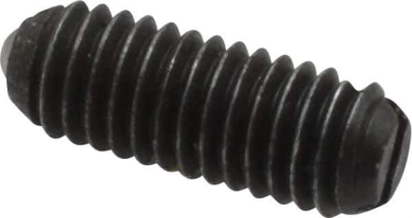 Vlier - 10-32, 0.094" Ball Diam, 0.513" Body Length, 0.025" Max Ball Reach, Threaded Ball Plunger - Steel Body, Steel Ball, 1.5 Lb Initial End Force, 3 Lb Final End Force, Locking Element - Apex Tool & Supply