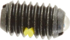 Vlier - 3/8-16, 0.188" Ball Diam, 0.625" Body Length, 0.048" Max Ball Reach, Threaded Ball Plunger - Steel Body, Steel Ball, 5 Lb Initial End Force, 10 Lb Final End Force, Locking Element - Apex Tool & Supply