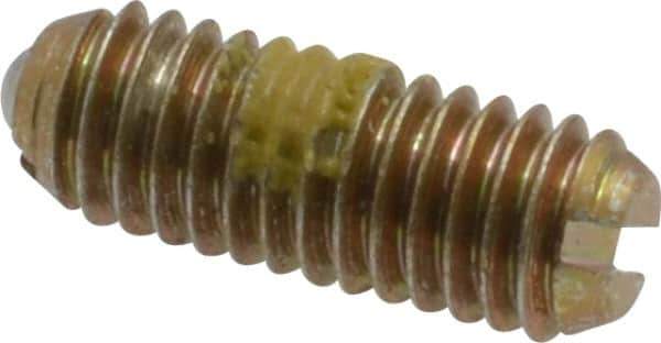 Vlier - 10-32, 0.094" Ball Diam, 0.513" Body Length, 0.025" Max Ball Reach, Threaded Ball Plunger - Steel Body, Steel Ball, 2 Lb Initial End Force, 5 Lb Final End Force, Locking Element - Apex Tool & Supply
