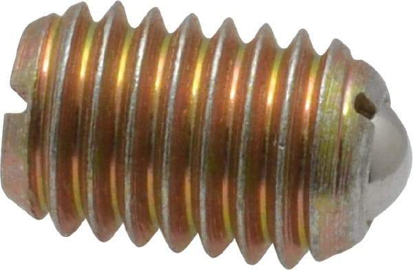 Vlier - 1/2-13, 0.281" Ball Diam, 0.75" Body Length, 0.072" Max Ball Reach, Threaded Ball Plunger - Steel Body, Steel Ball, 6 Lb Initial End Force, 30 Lb Final End Force - Apex Tool & Supply