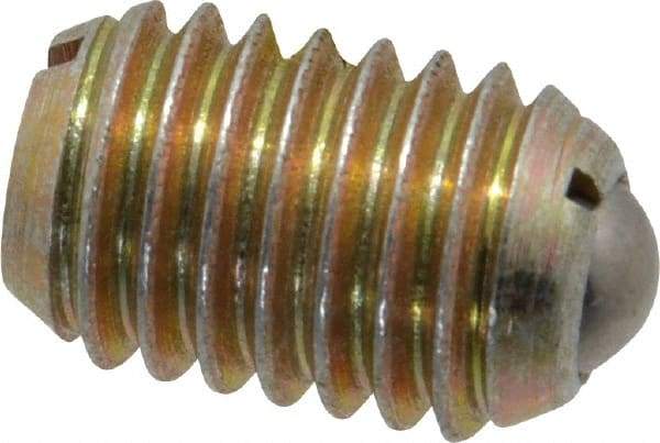 Vlier - 1/2-13, 0.281" Ball Diam, 0.75" Body Length, 0.072" Max Ball Reach, Threaded Ball Plunger - Steel Body, Steel Ball, 6 Lb Initial End Force, 30 Lb Final End Force, Locking Element - Apex Tool & Supply
