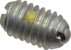 Vlier - 3/8-16, 0.188" Ball Diam, 0.625" Body Length, 0.048" Max Ball Reach, Threaded Ball Plunger - Steel Body, Steel Ball, 2.5 Lb Initial End Force, 5 Lb Final End Force, Locking Element - Apex Tool & Supply