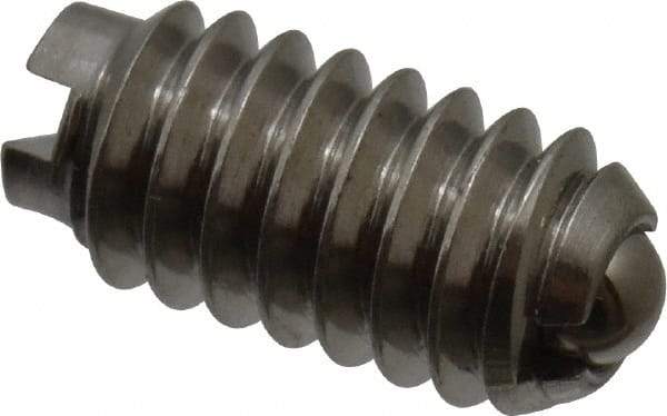 Vlier - 5-40, 0.062" Ball Diam, 0.25" Body Length, 0.02" Max Ball Reach, Threaded Ball Plunger - Stainless Steel Body, Stainless Steel Ball, 0.25 Lb Initial End Force, 0.75 Lb Final End Force - Apex Tool & Supply