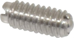 Vlier - 6-40, 0.078" Ball Diam, 0.312" Body Length, 0.023" Max Ball Reach, Threaded Ball Plunger - Stainless Steel Body, Stainless Steel Ball, 0.5 Lb Initial End Force, 1 Lb Final End Force - Apex Tool & Supply