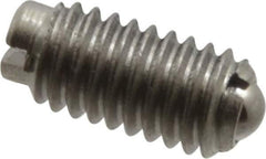 Vlier - 8-36, 0.094" Ball Diam, 0.344" Body Length, 0.025" Max Ball Reach, Threaded Ball Plunger - Stainless Steel Body, Stainless Steel Ball, 0.5 Lb Initial End Force, 1.25 Lb Final End Force - Apex Tool & Supply