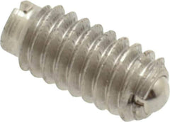 Vlier - 8-32, 0.094" Ball Diam, 0.344" Body Length, 0.025" Max Ball Reach, Threaded Ball Plunger - Stainless Steel Body, Stainless Steel Ball, 0.5 Lb Initial End Force, 1.25 Lb Final End Force - Apex Tool & Supply