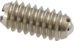 Vlier - 1/4-20, 0.125" Ball Diam, 0.531" Body Length, 0.035" Max Ball Reach, Threaded Ball Plunger - Stainless Steel Body, Stainless Steel Ball, 3 Lb Initial End Force, 7 Lb Final End Force - Apex Tool & Supply