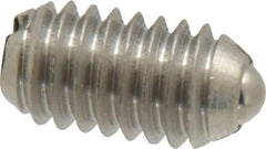 Vlier - 5/16-18, 0.156" Ball Diam, 0.578" Body Length, 0.04" Max Ball Reach, Threaded Ball Plunger - Stainless Steel Body, Stainless Steel Ball, 4 Lb Initial End Force, 9 Lb Final End Force - Apex Tool & Supply