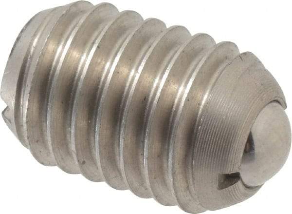 Vlier - 1/2-13, 0.281" Ball Diam, 0.75" Body Length, 0.072" Max Ball Reach, Threaded Ball Plunger - Stainless Steel Body, Stainless Steel Ball, 6 Lb Initial End Force, 12 Lb Final End Force - Apex Tool & Supply