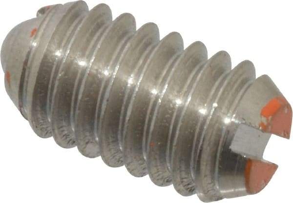 Vlier - 5/16-18, 0.156" Ball Diam, 0.578" Body Length, 0.04" Max Ball Reach, Threaded Ball Plunger - Stainless Steel Body, Stainless Steel Ball, 6 Lb Initial End Force, 17 Lb Final End Force - Apex Tool & Supply